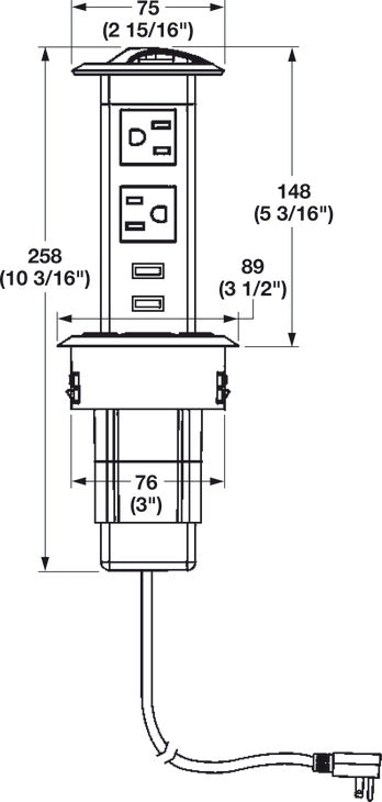 Pop-Up Power Station, AC, USB 2.1A