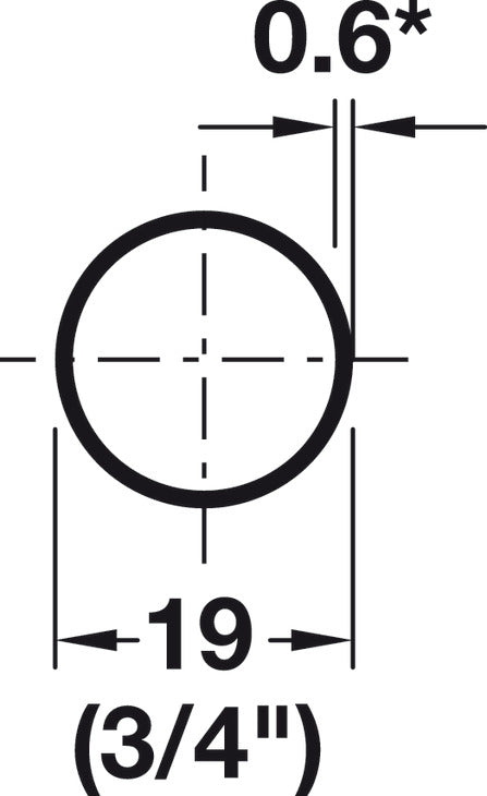 Round Wardrobe Tube, Welded, Ø19 mm