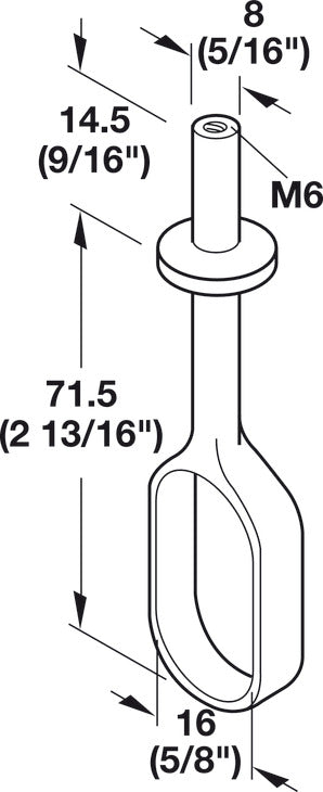 Top Mount Center Bracket, for Oval Wardrobe Tubes