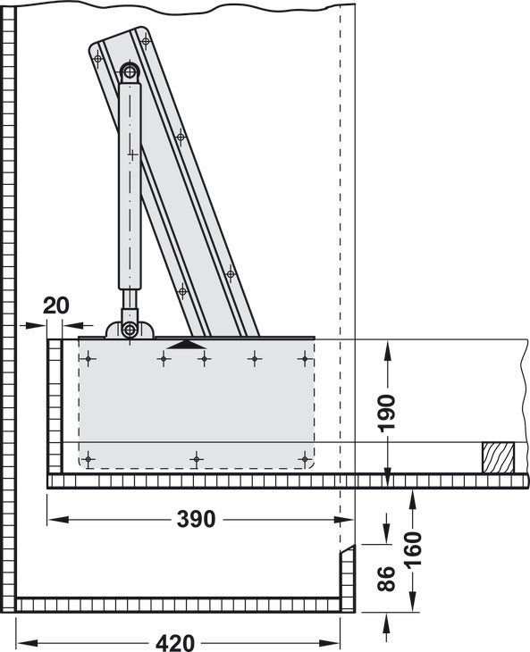 Foldaway Bed Fitting Set, for Lengthwise Mounting