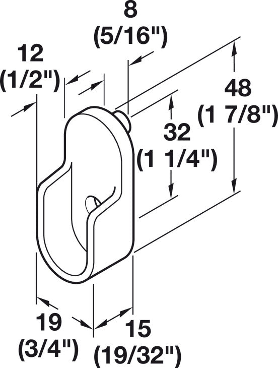 Wardrobe Tube Support with Dowels, for Oval Wardrobe Tubes