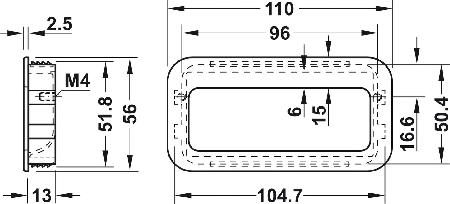 Inset Handle, Zinc