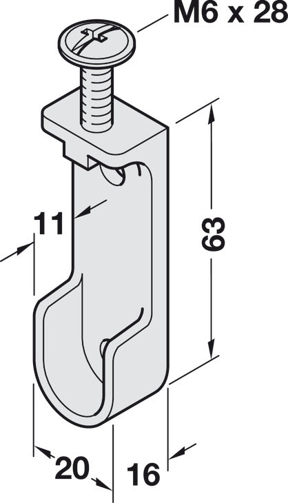 Rail End Support, for OVA Wardrobe Rail 30 x 15 mm
