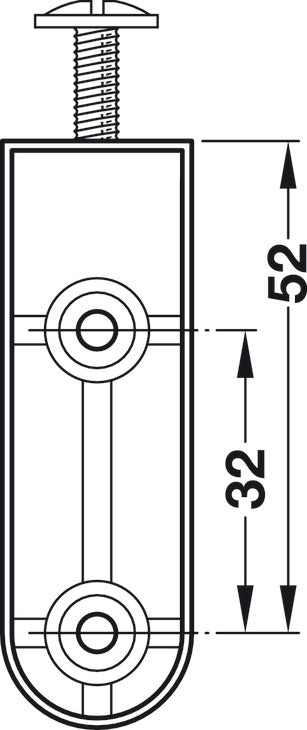Rail End Support, for OVA Wardrobe Rail 30 x 15 mm