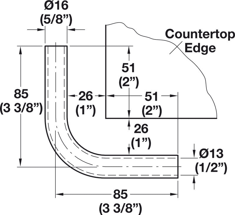 Elbow Section, 90°, Kitchen Rail System