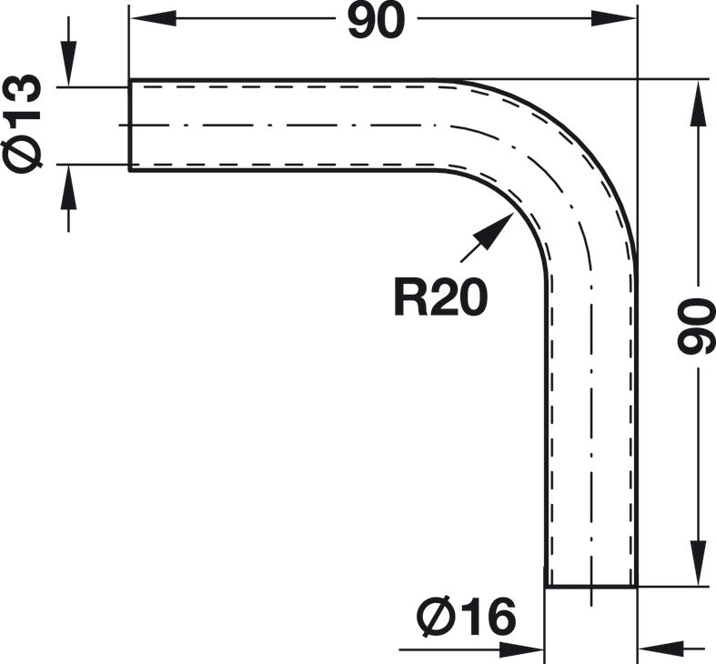 Elbow Section, 90°, Kitchen Rail System