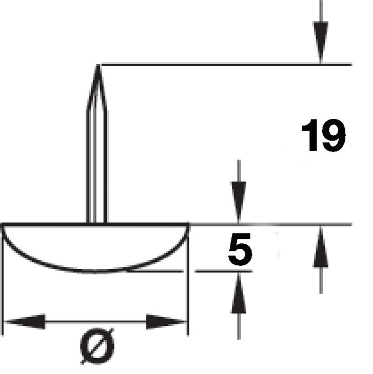 Furniture Glide, Height 5 mm, Knock-in