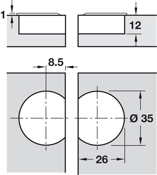 Flap Hinge, 3-Way Adjustable and Detachable, Zinc