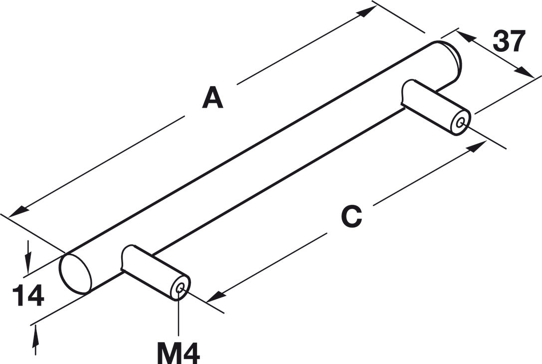 Bar Handle, Stainless Steel Grade 304