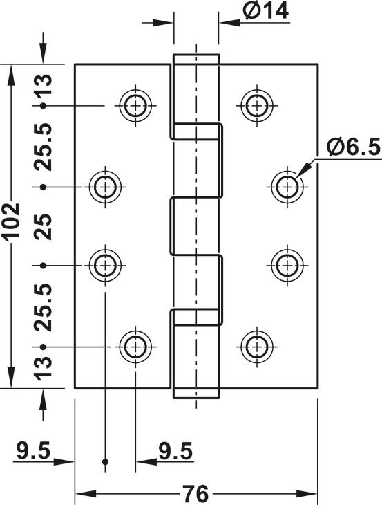 Butt Hinge, Startec, Stainless Steel, 4" x 3"