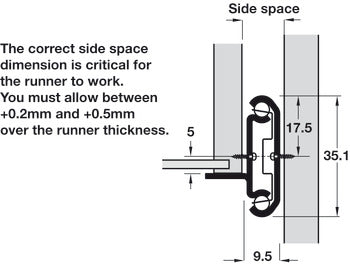 Accuride 2002 Two-Way Side Mounted Travel Slide, 3/4" Extension, 50 lbs Weight Capacity