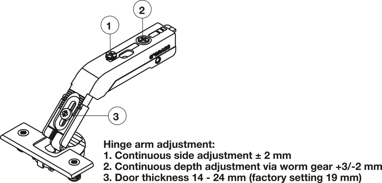 Pie-Cut Corner Hinge, Grass TIOMOS, Self-Close, for Connecting Two Folding Doors