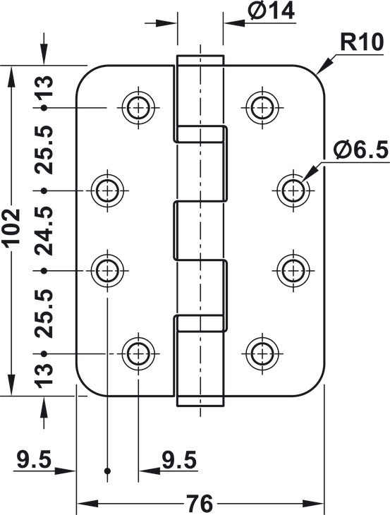 Butt Hinge, Startec, Stainless Steel, 4" x 3"