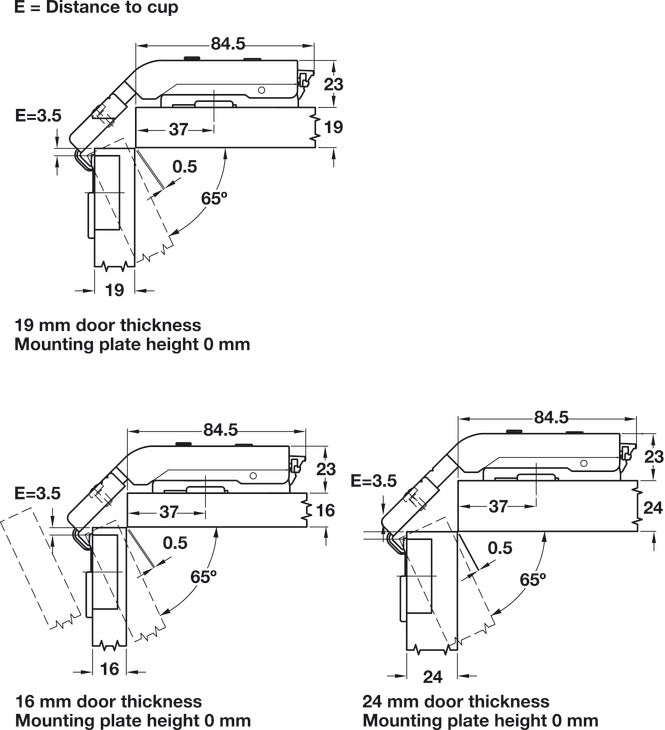 Pie-Cut Corner Hinge, Grass TIOMOS, Self-Close, for Connecting Two Folding Doors