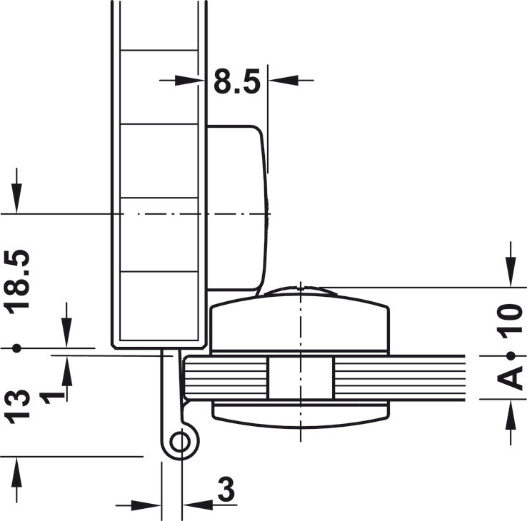 Glass Door Hinge, Aximat®, 230° Opening Angle, Glass to Wood,  3 mm Overlay