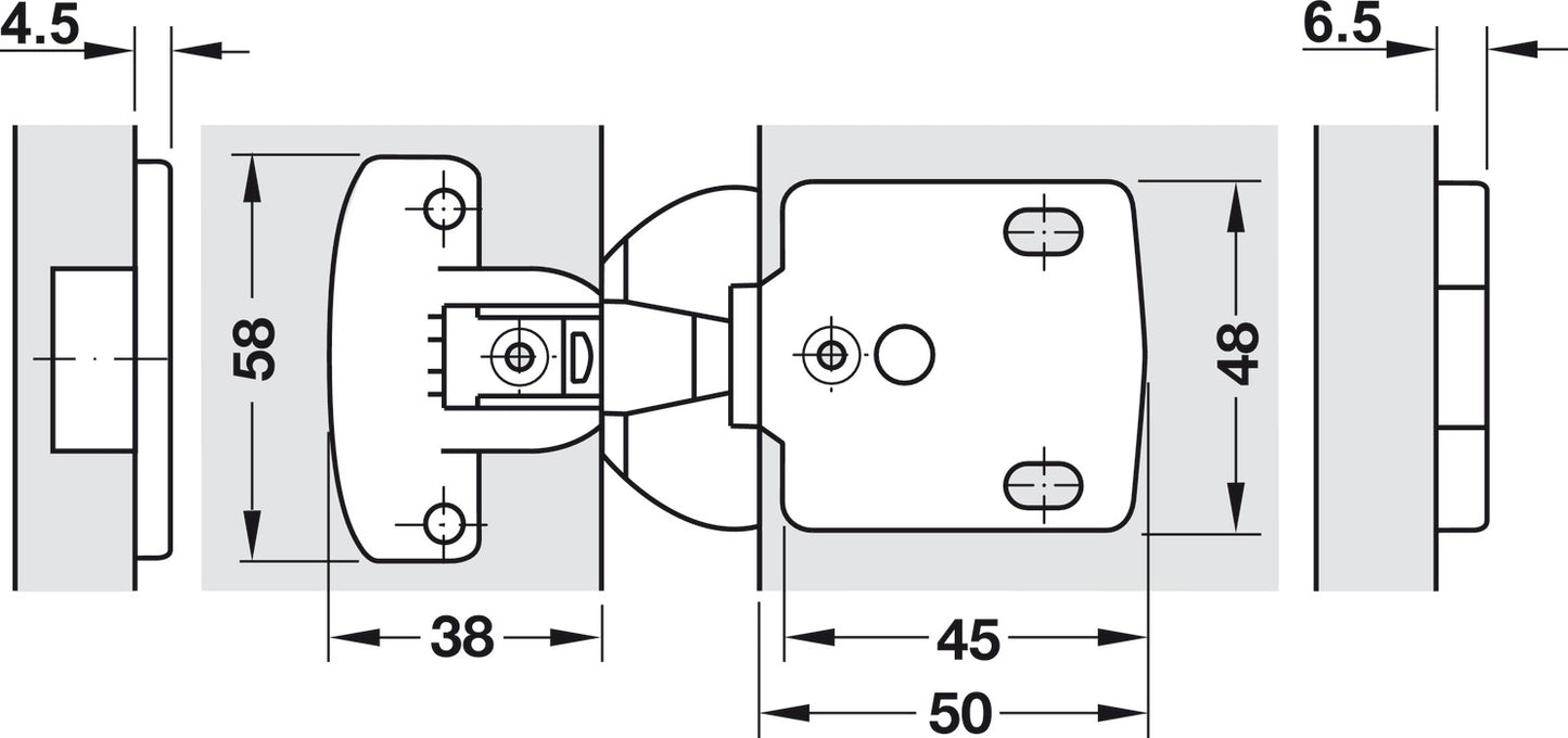 Single Pivot Institutional Hinge Arm, Aximat® 300, Grade 1, with Expanding Dowels