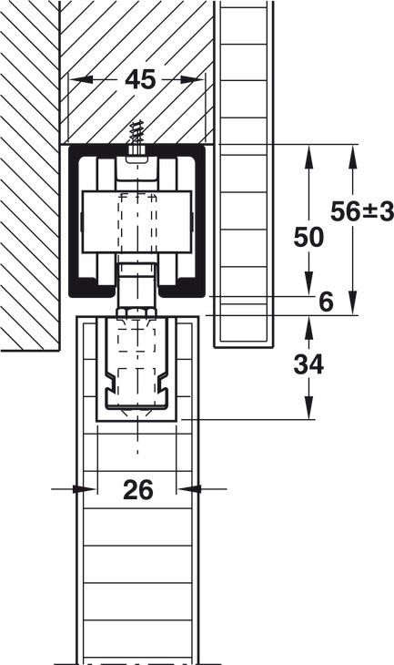 Sliding Door Hardware, HAWA Junior 120/B, set