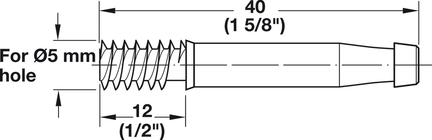 Quick Dowel Two-Part Connector, Bolt