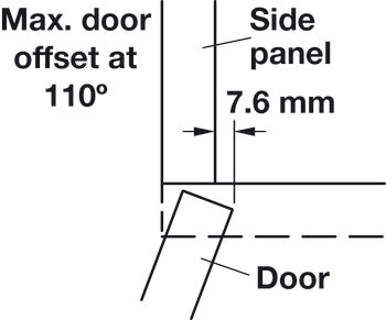 Concealed Hinge, Salice 200 Series/700 Series, 110° Opening Angle,  1/2" Overlay, Titanium Finish