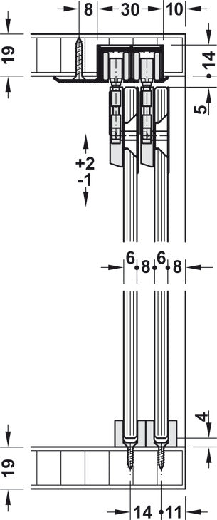 Sliding Door Hardware, Hawa Clipo 16 GS IF, set