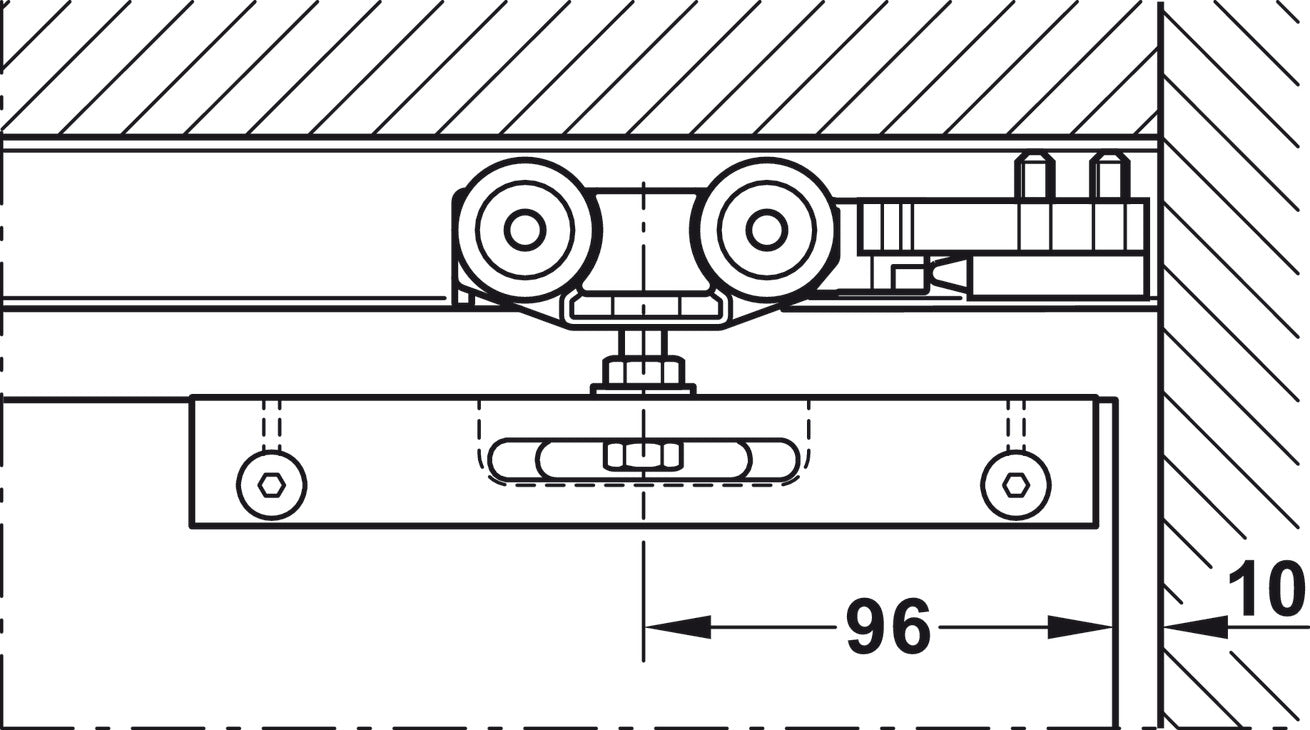 Track set, for Slido D-Line11 pocket door solution