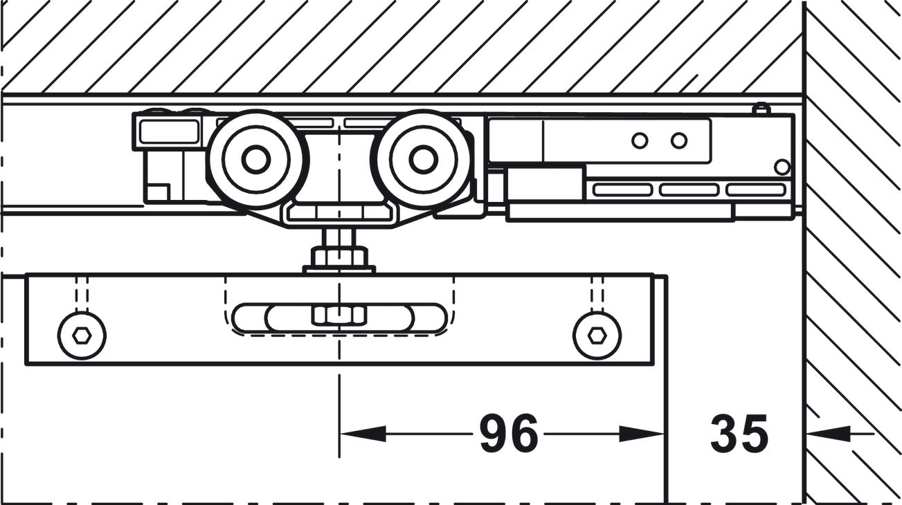 Track set, for Slido D-Line11 pocket door solution