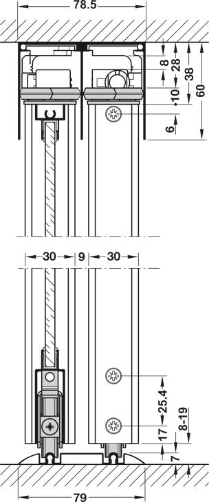 Aluminum Vertical Frame Profile, Silent Aluflex 40