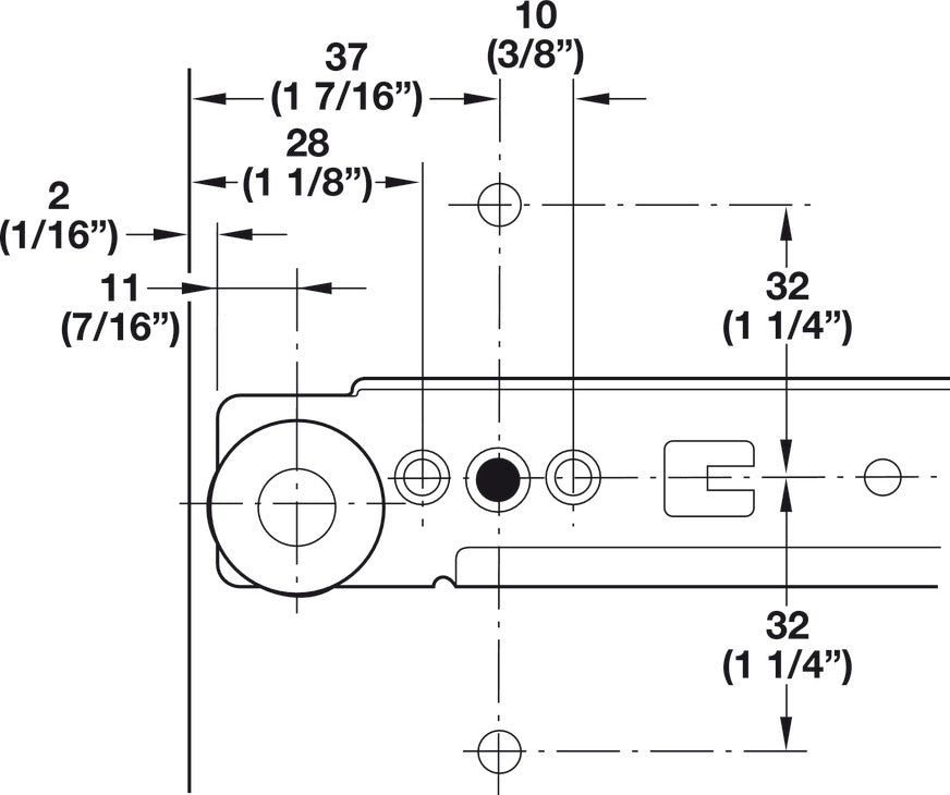 Premium Epoxy Coated Bottom Mounted Slide, Full Extension, Self-Closing, 150 lbs Weight Capacity