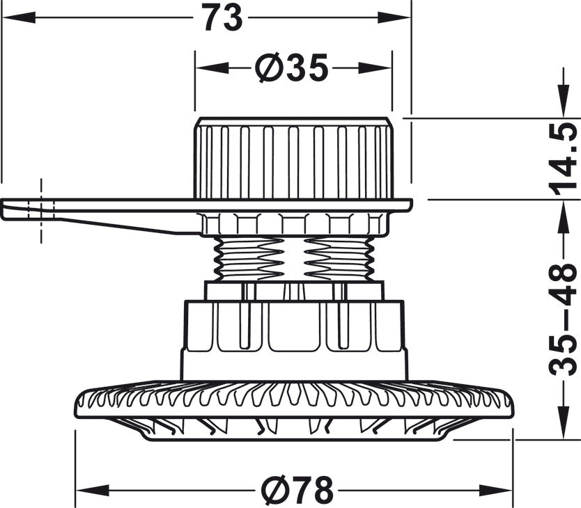 Press-Fit Low Profile Foot, with mounting plate, for HÃ¤fele AXILOâ„¢ 78 plinth system