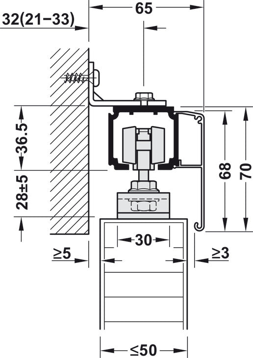Sliding door fitting, Slido D-Line11 160P Set