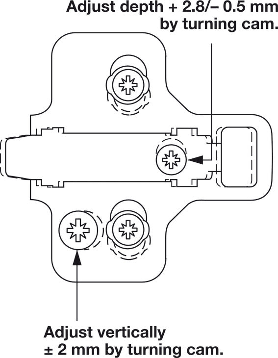Clip Mounting Plate, Salice, with Pre-Installed 11 mm Euro Screws