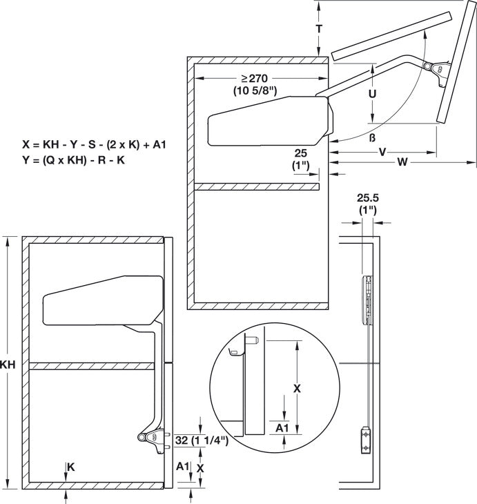 Double Door Lift-Up Fitting, HÃ¤fele Free fold short