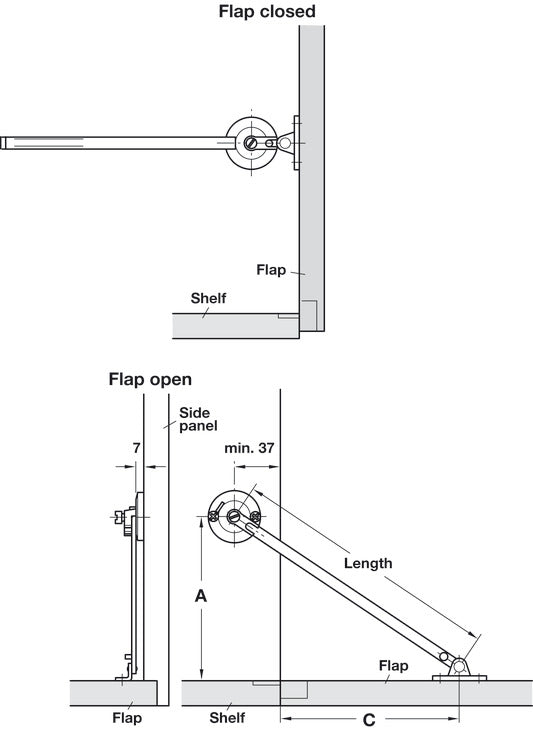 Flap Stay, with Catch