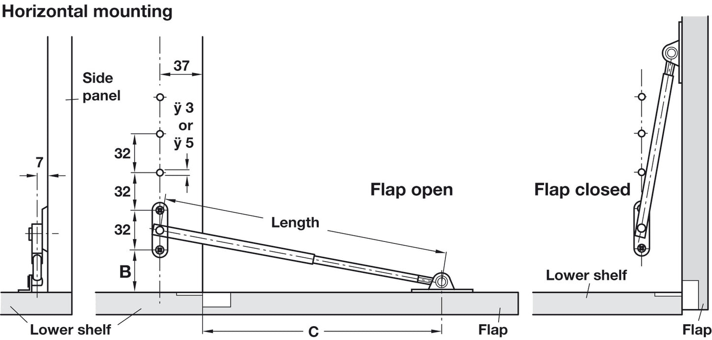 Flap Stay, Reversible, Fall-ex