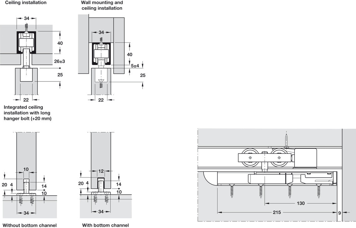 Sliding Door Hardware, HAWA Junior 80/B, set