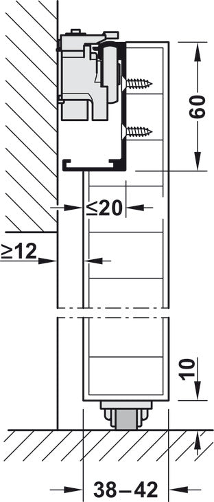 Sliding Door Hardware, Slido D-Line43 80M, set with running track for 1 door leaf