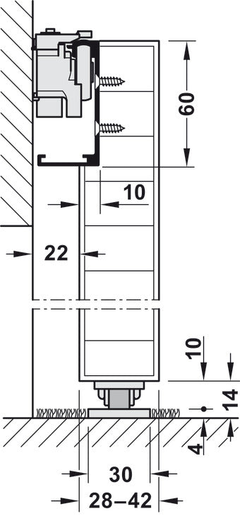 Sliding Door Hardware, Slido D-Line43 80M, set with running track for 1 door leaf