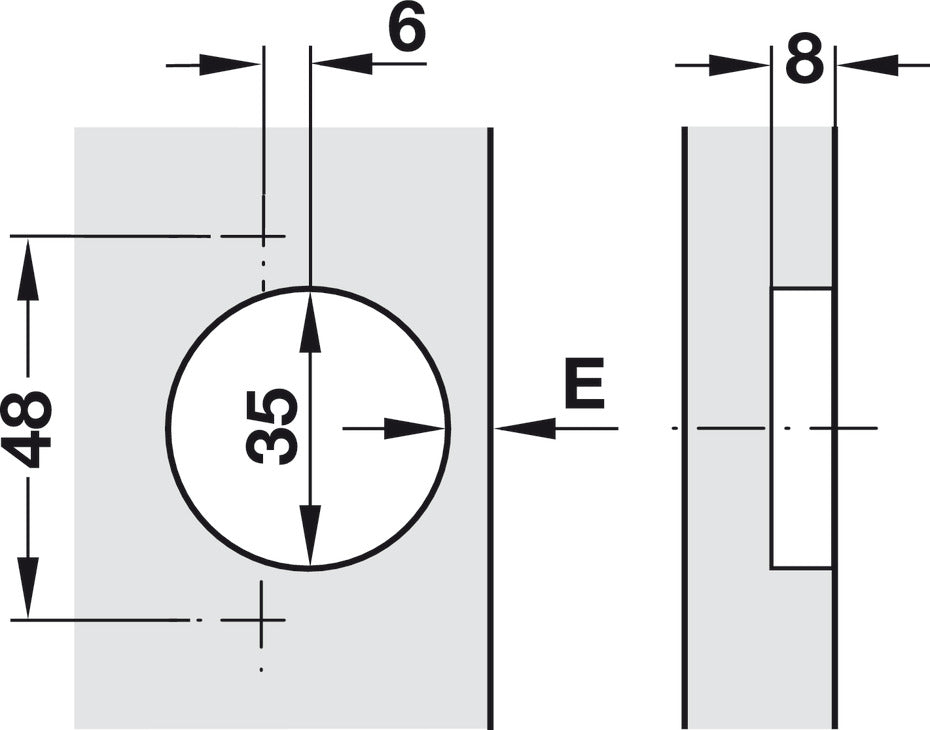 Concealed Hinge, Salice Series 200 with integrated silicone oil dampers