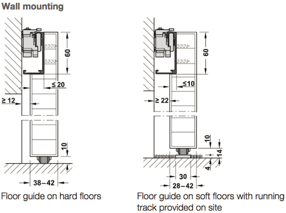 Sliding Door Hardware, Slido D-Line43 80M, set with running track for 1 door leaf