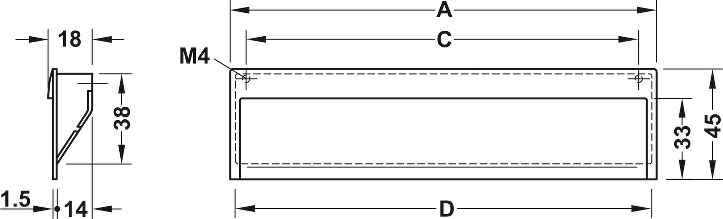 Inset Handle, Zinc