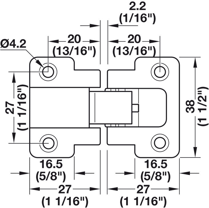 Flap hinge, All Metal, 3 Way Adjustable and Detachable