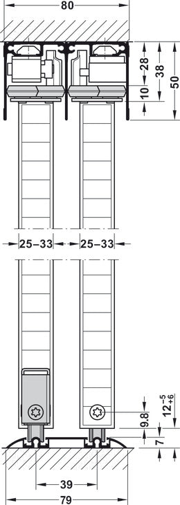 Sliding Door Hardware, Slido R-Aluflex 80W, set