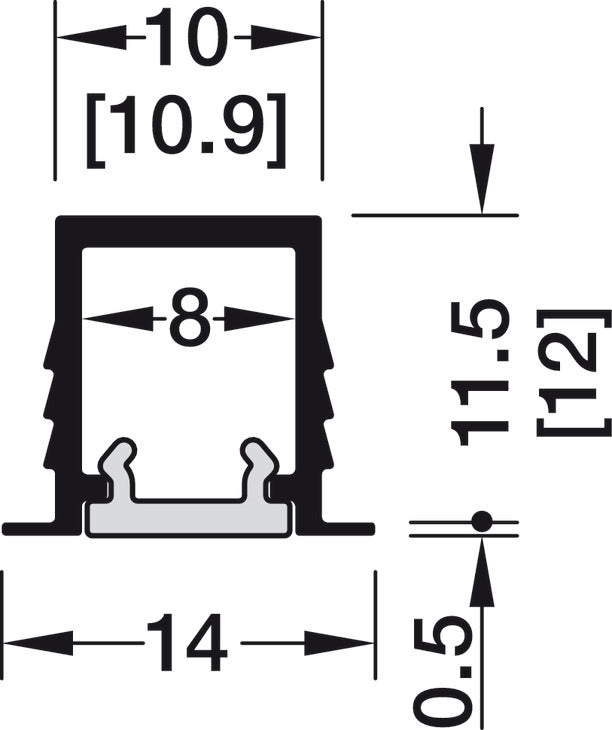 Profile for recess mounting, HÃ¤fele Loox5 Profile 1104, for LED strip lights