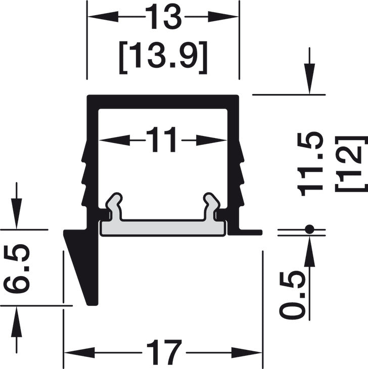 Profile for recess mounting, HÃ¤fele Loox5 Profile 1105, for LED strip lights