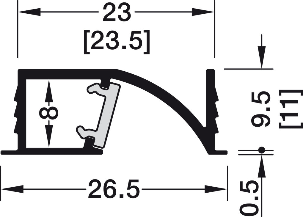 Profile for recess mounting, HÃ¤fele Loox5 Profile 1107, for LED strip lights