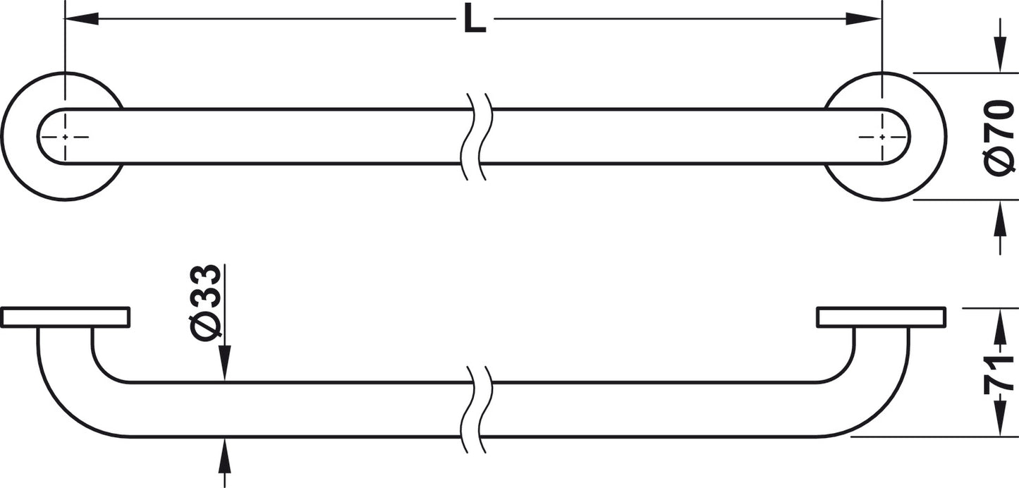 Grab Bar, with Center Support