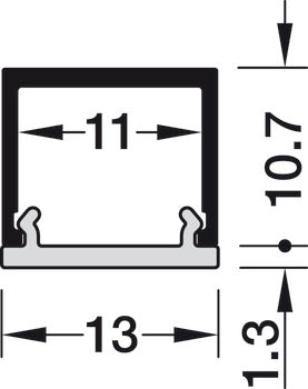 Aluminum Profle, HÃ¤fele Loox5 Profile 2101, for LED strip lights