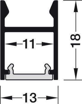 Aluminum Profle, HÃ¤fele Loox5 Profile 2103, for LED strip lights