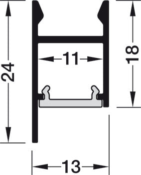 Aluminum Profle, HÃ¤fele Loox5 Profile 2104, for LED strip lights