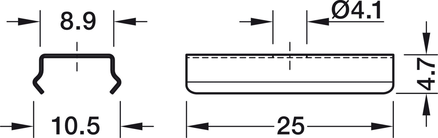 Mounting clip, For HÃ¤fele Loox5 profile 2103/2104, for concealed fixing